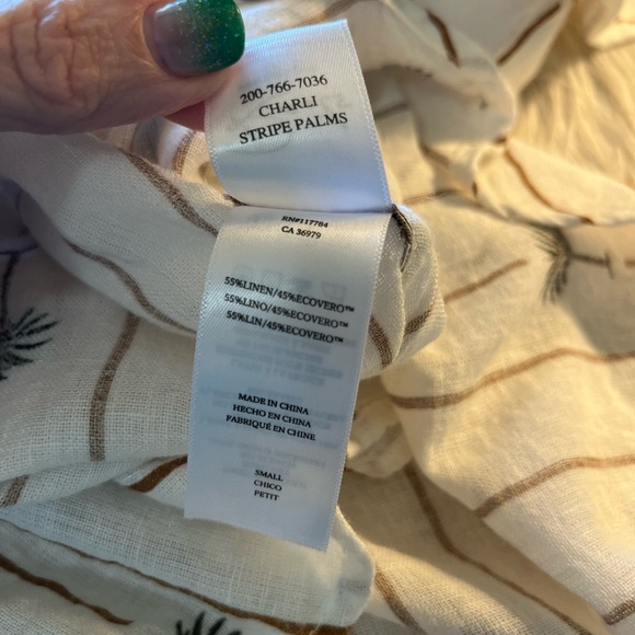 Rails linen Charlie Stripe Palms coastal core long sleeve shirt - Picture 9 of 11